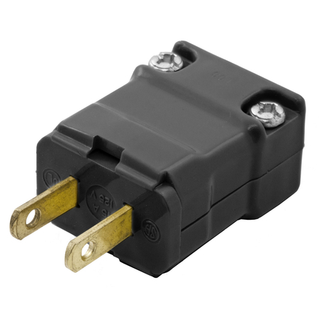 HUBBELL WIRING DEVICE-KELLEMS Straight Blade Devices, Male Plug, Valise Series, Industrial/Commercial Grade, Straight, 2-Pole 2-Wire Non- Grounding, 15A 125V, 1-15P, Polarized HBL5867VBLK